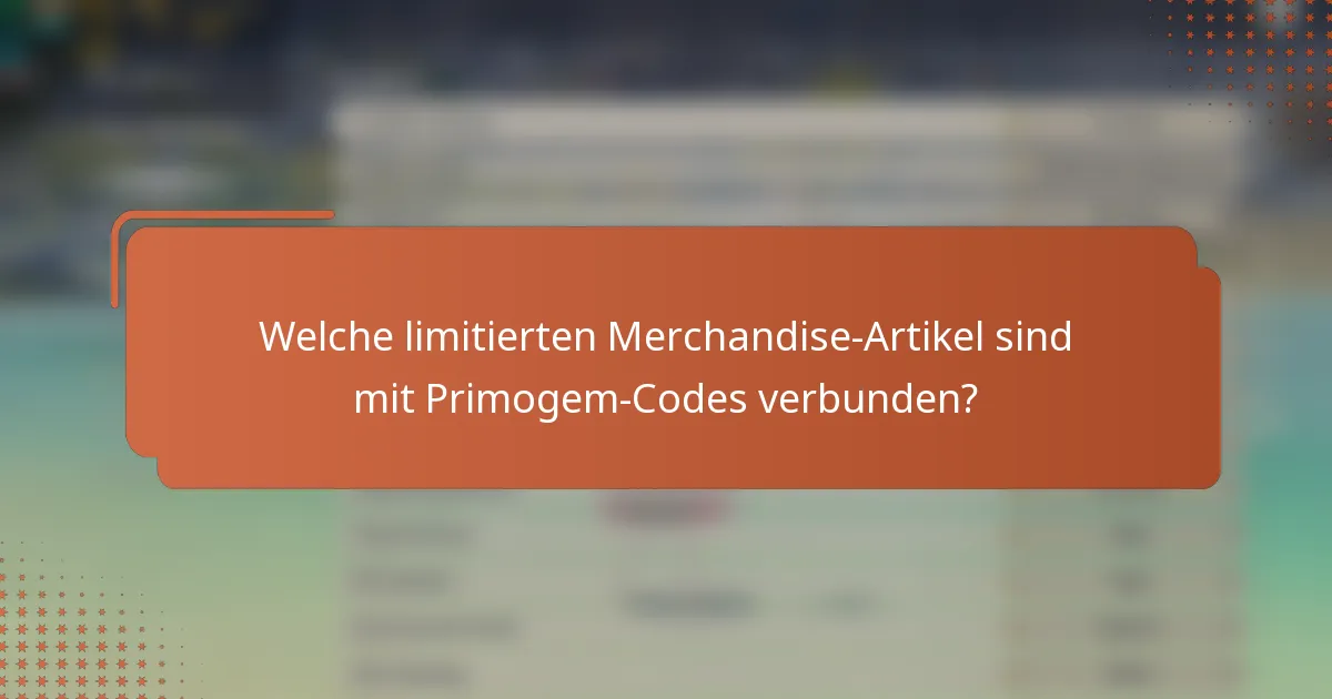 Welche limitierten Merchandise-Artikel sind mit Primogem-Codes verbunden?